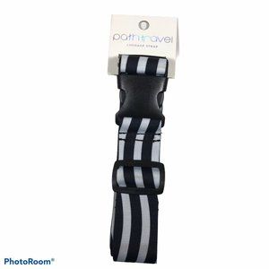 Path Travel Adjustable Luggage Strap Black And White Striped 82 in x 1.5 in New